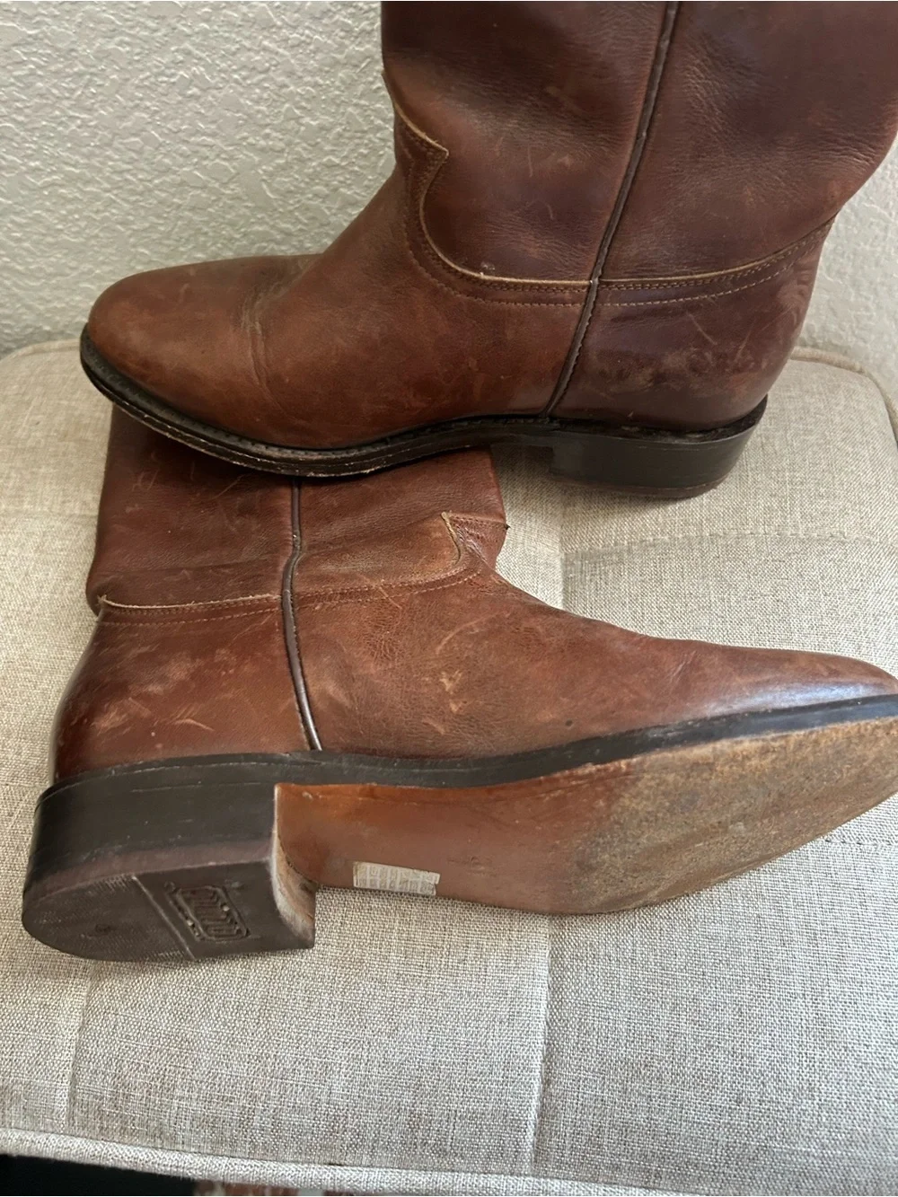 EL CANELO  Brown Kids Leather Pull-On Boots SIZE 23 1/2